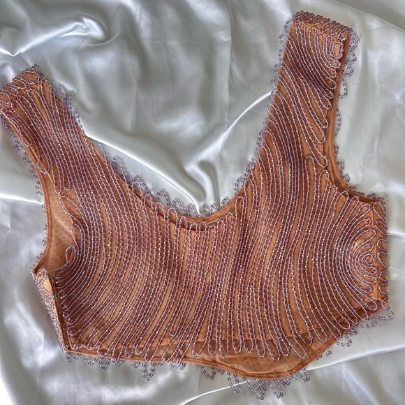 Rare⚡️La Perla Elegant Beaded Women's Top - nude color - Picture 6 of 13